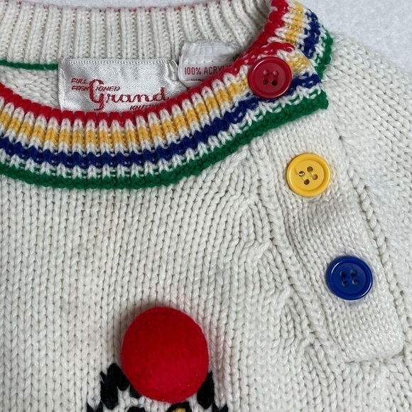 Vintage Cat Tricycle Sweater Toddler 3T Rainbow Knit Novelty Kids - Picture 3 of 6